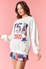 Peach Love 'USA' & 'Star' Patchwork Printed Patches w/ Embroidery Edge