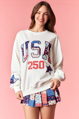 Peach Love 'USA' & 'Star' Patchwork Printed Patches w/ Embroidery Edge
