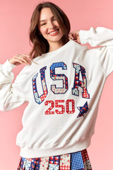 Peach Love 'USA' & 'Star' Patchwork Printed Patches w/ Embroidery Edge