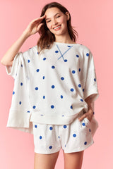 Peach Love Polka Dot Frech Terry Sweatshirts