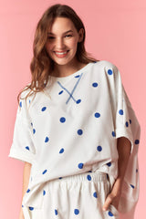 Peach Love Polka Dot Frech Terry Sweatshirts