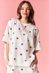 Peach Love Polka Dot Frech Terry Sweatshirts