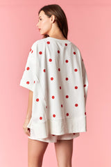 Peach Love Polka Dot Frech Terry Sweatshirts