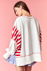 Peach Love Lobster Patchwork Oversized Sweatshirt