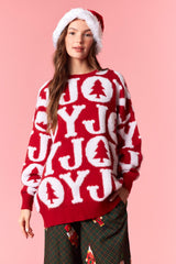 Peach Love Joy 3d Yarn Detail Pullover Sweater | Red