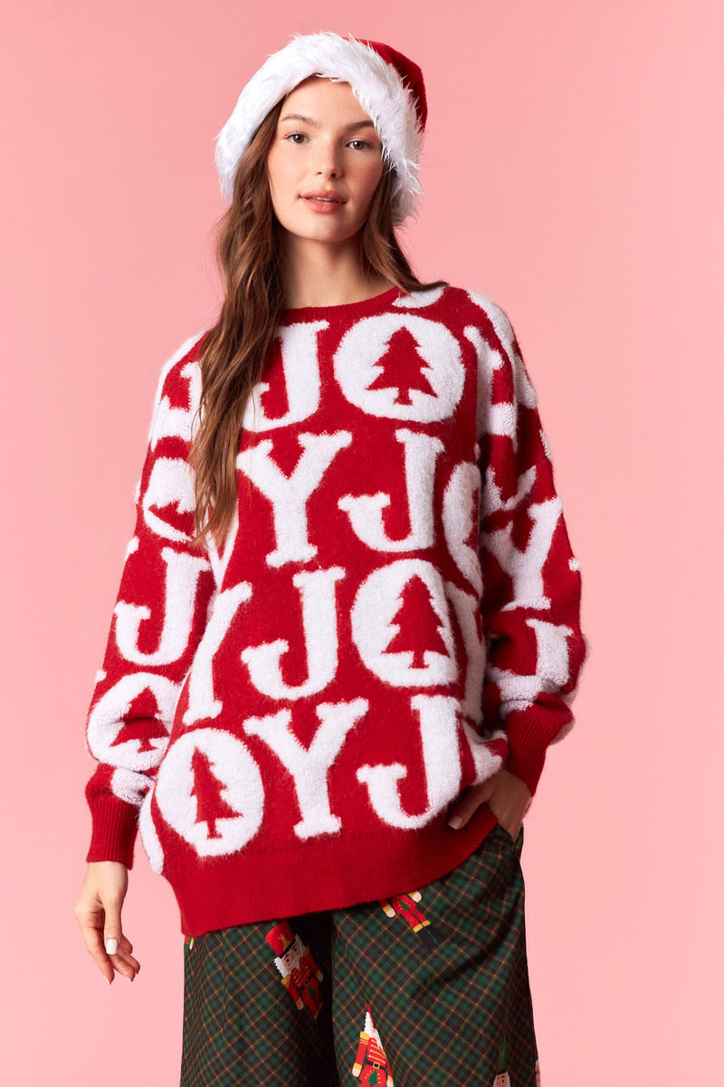 Peach Love Joy 3d Yarn Detail Pullover Sweater | Red