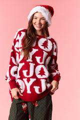Peach Love Joy 3d Yarn Detail Pullover Sweater | Red