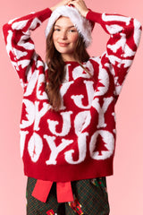 Peach Love Joy 3d Yarn Detail Pullover Sweater | Red