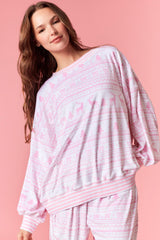 Peach Love Soft Touch Fleece Christmas Prints Loungewear | Pink