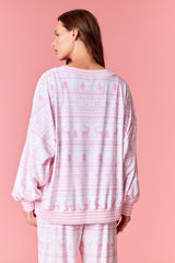 Peach Love Soft Touch Fleece Christmas Prints Loungewear | Pink
