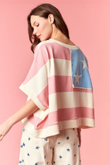 Peach Love Americana Flag Dolman Sleeve Sweatshirt