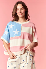 Peach Love Americana Barrel Pant | Cream/Navy