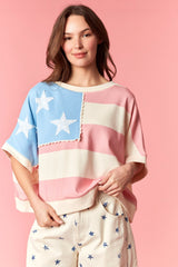 Peach Love Americana Flag Dolman Sleeve Sweatshirt