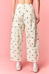 Peach Love Americana Barrel Pant | Cream/Navy