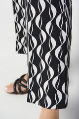 Joseph Ribkoff Geometric Print Silky Knit Pull-On Pants 241151 Black/Moonstone