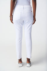 Joseph Ribkoff Cropped Jeans with Frayed Hem 241921 White
