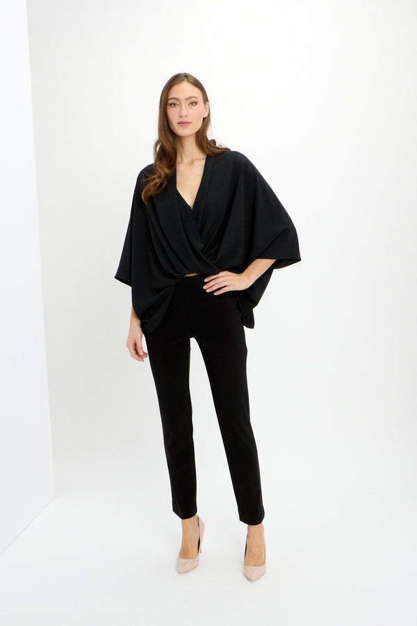 Joseph Ribkoff Woven Dolman Sleeve Wrap Top 241218 Black – Fashion House