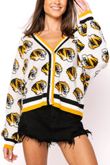 Queen Of Sparkles Licensed Mizzou Knit Mascot Rhinestone Cardigan