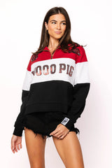 Queen Of Sparkles Licensed Arkansas Quarter Zip Colorblock Sweatshirt