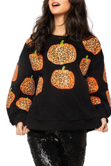 Queen of Sparkles Leopard Pumpkin Sweatshirt