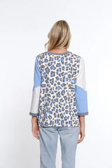 Multiples Color Block Print Top| Cornflower/Multi