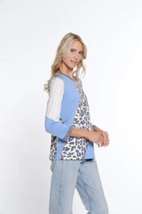 Multiples Color Block Print Top| Cornflower/Multi