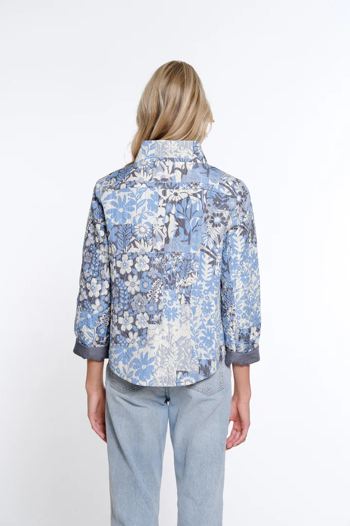 Multiples Quilted Zip Reversible Jacket | Cornflower/Multi