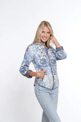 Multiples Quilted Zip Reversible Jacket | Cornflower/Multi