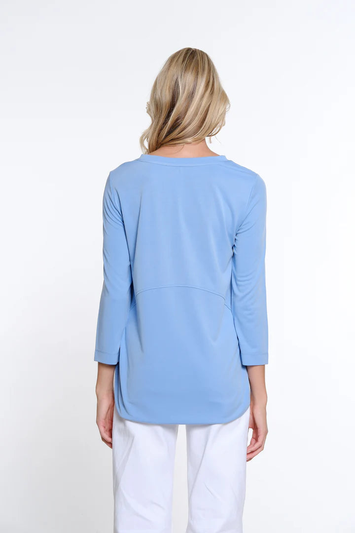 Multiples High-Low Knit Top | Cornflower