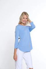 Multiples High-Low Knit Top | Cornflower