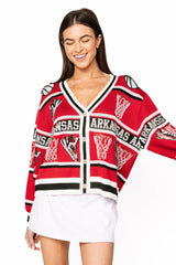 Queen Of Sparkles Licensed Arkansas Full Basketball Rhinestone Icon Cardigan