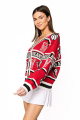 Queen Of Sparkles Licensed Arkansas Full Basketball Rhinestone Icon Cardigan