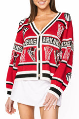 Queen Of Sparkles Licensed Arkansas Full Basketball Rhinestone Icon Cardigan