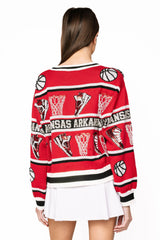 Queen Of Sparkles Licensed Arkansas Full Basketball Rhinestone Icon Cardigan