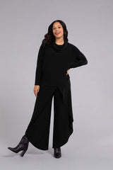 Sympli Nu Cinch Cowl Neck Top, Long Sleeve Black