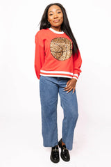 Queen Of Sparkles Red Jeweled Basketball Sweatshirt