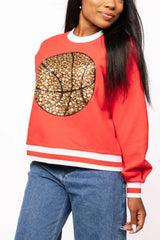 Queen Of Sparkles Red Jeweled Basketball Sweatshirt