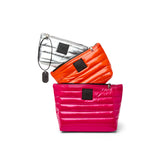 Think Royln Travel Trio Organizational Pouches| Fuchsia /Orange & Pearl Silver