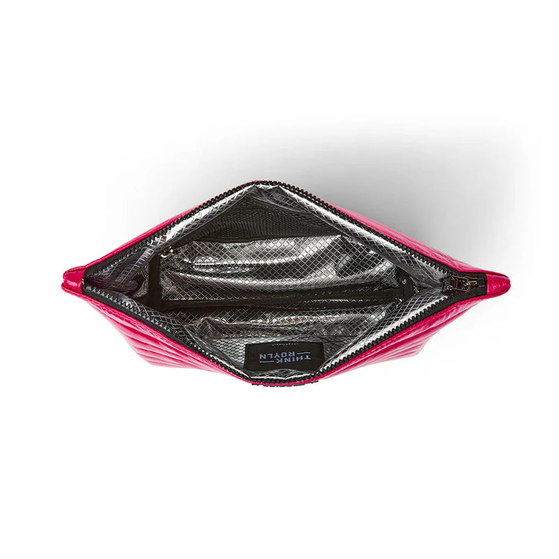 Think Royln Travel Trio Organizational Pouches| Fuchsia /Orange & Pearl Silver