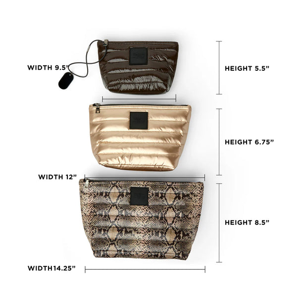 Think Royln Travel Trio Organizational Pouches | Python Pearl/ Cashmere and Glossy Chocolate