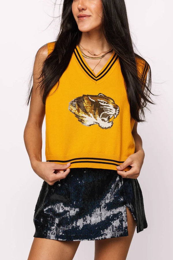 Queen Of Sparkles Licensed Mizzou V Neck Sweater