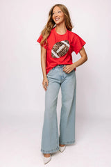 Queen of Sparkles Red Jeweled Football Tee