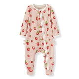 Milkbarn Strawberry Organic Cotton Ruffle Footed Romper