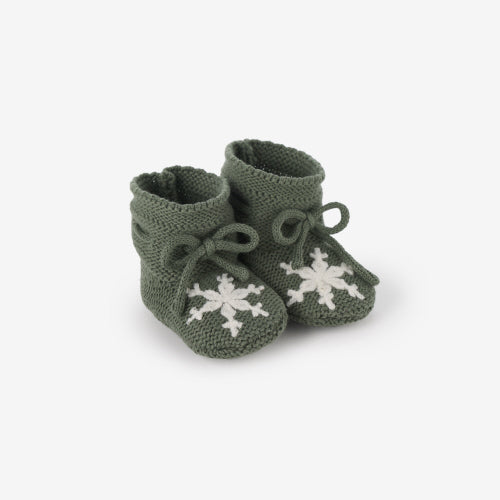 Elegant Baby Green Snowflake Booties