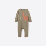 Elegant Baby Dinosaur Knit Jumpsuit Olive Green