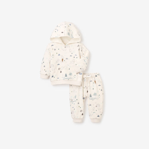 Elegant Baby Arctic Family Printed Fleece Hoodie & Jogger Pants