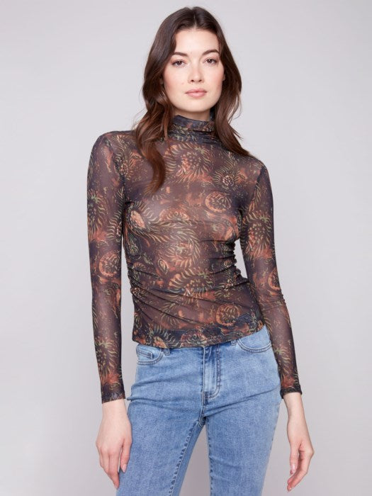 Charlie B Mock Neck Long Sleeve Top | Spruce