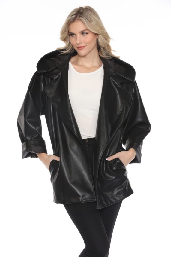 Oopéra Matte Black Faux Leather Cape