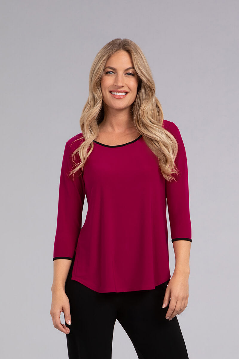 Sympli Tipped Go to Classic T Relax Magenta/Blk