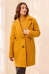 Tribal Boucle Single Breast Button-Front Coat | Amber